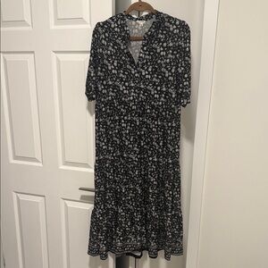 Max Studio Black Floral Midi Dress